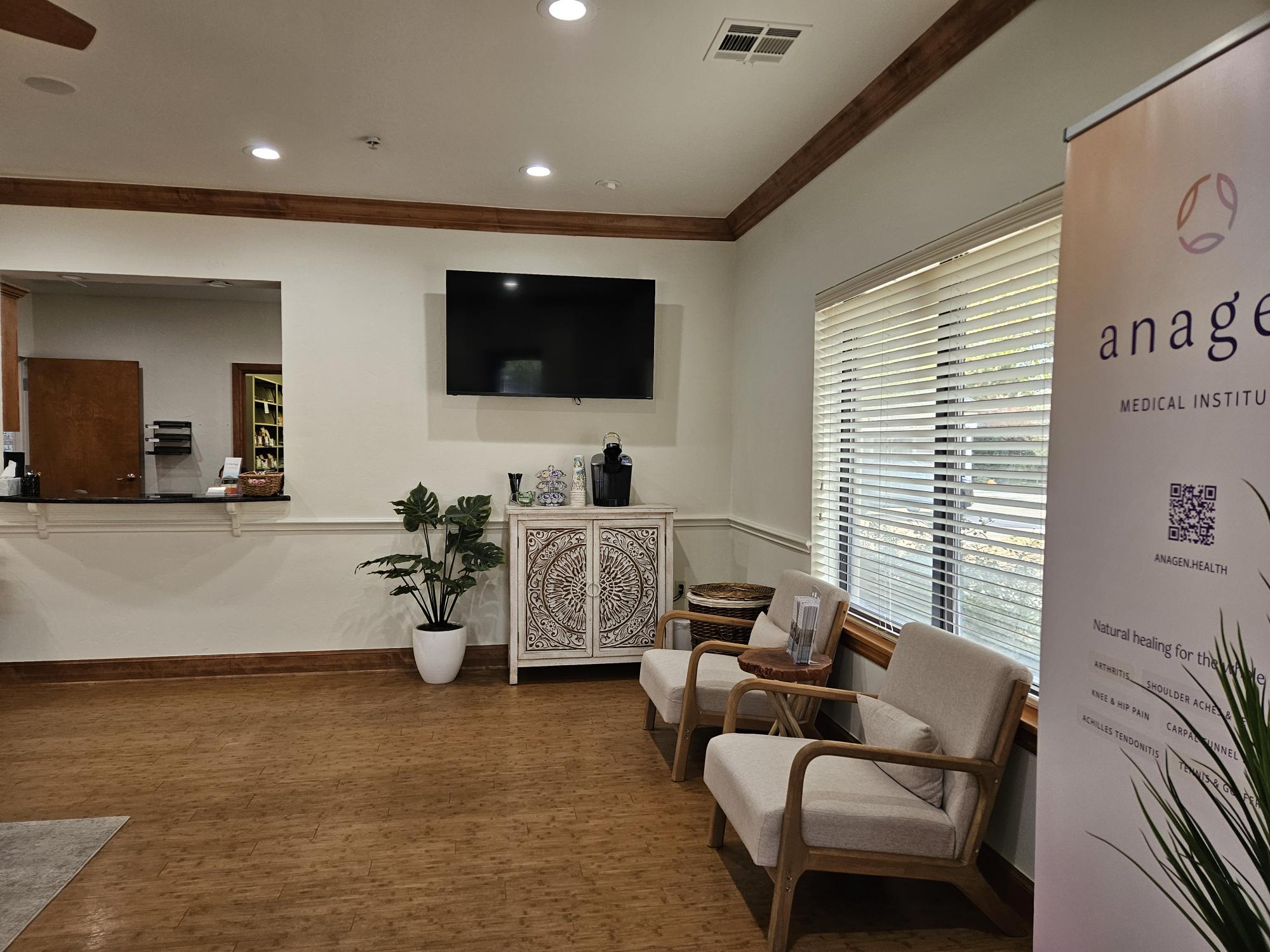 Refreshment area with beverages and amenities